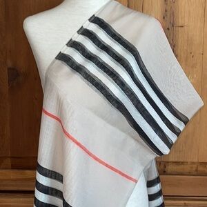 Fashion Scarves Beige Striped 💯 Viscose